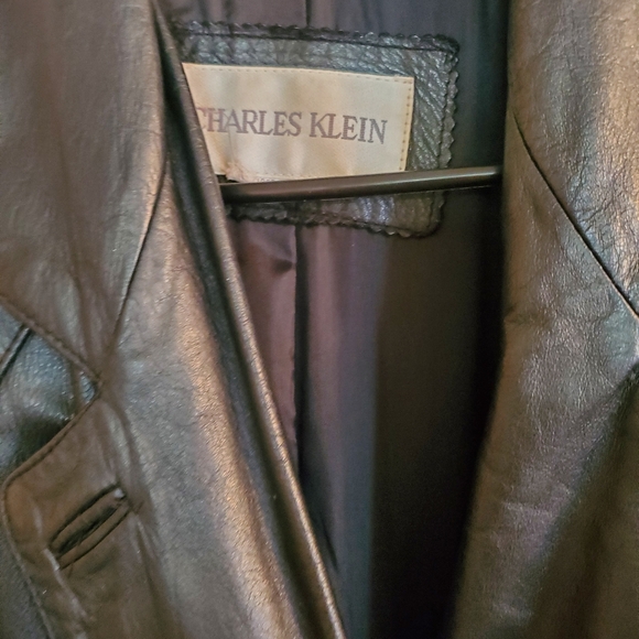 Charles Klein Leather Coat S MED - Picture 5 of 8